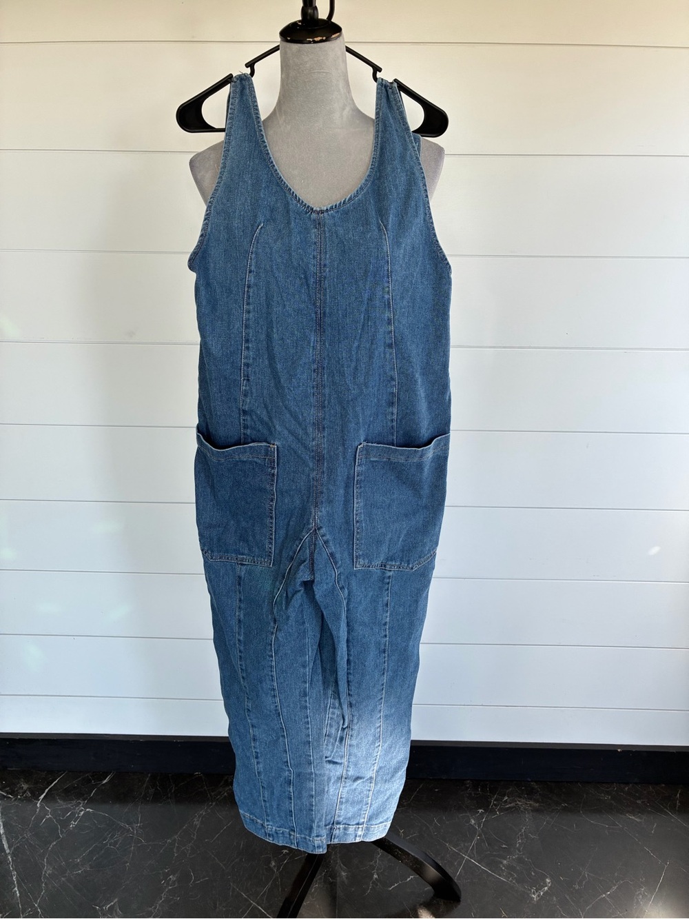 H/G Denim Utility Wide-Leg Jumpsuit in Blue Sz XS NWOT/0441